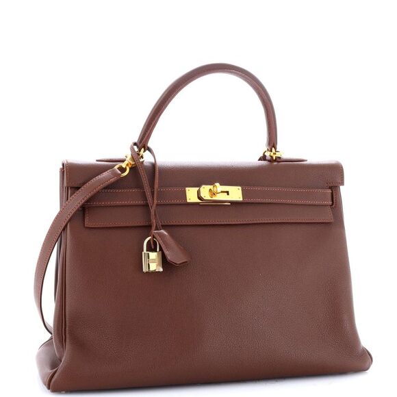 Hermes Kelly Handbag Marron D’Inde Togo with Gold Hardware 35 Brown - Picture 3 of 8